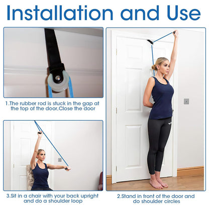 Shoulder Pulley Over the Door, Shoulder Exercise Pulley Physiotherapy for Shoulder Rehab, Rotator Cuff Exerciser, Arm Rehabilitation Exercise for Injury Rehab, Stretching, Recovery (Blue)