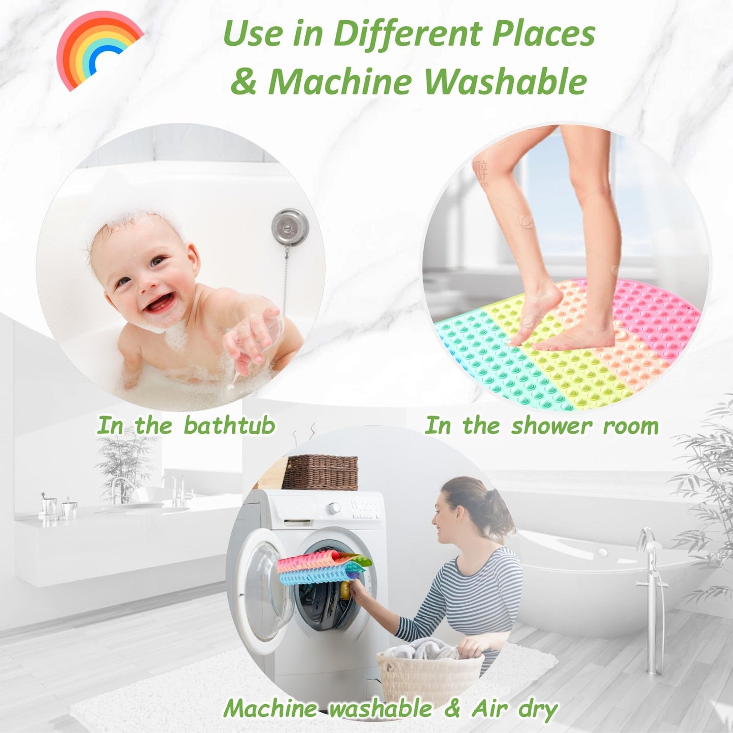 joiyota Silicone Non-Slip 27x15Inches Baby Bath Mat
