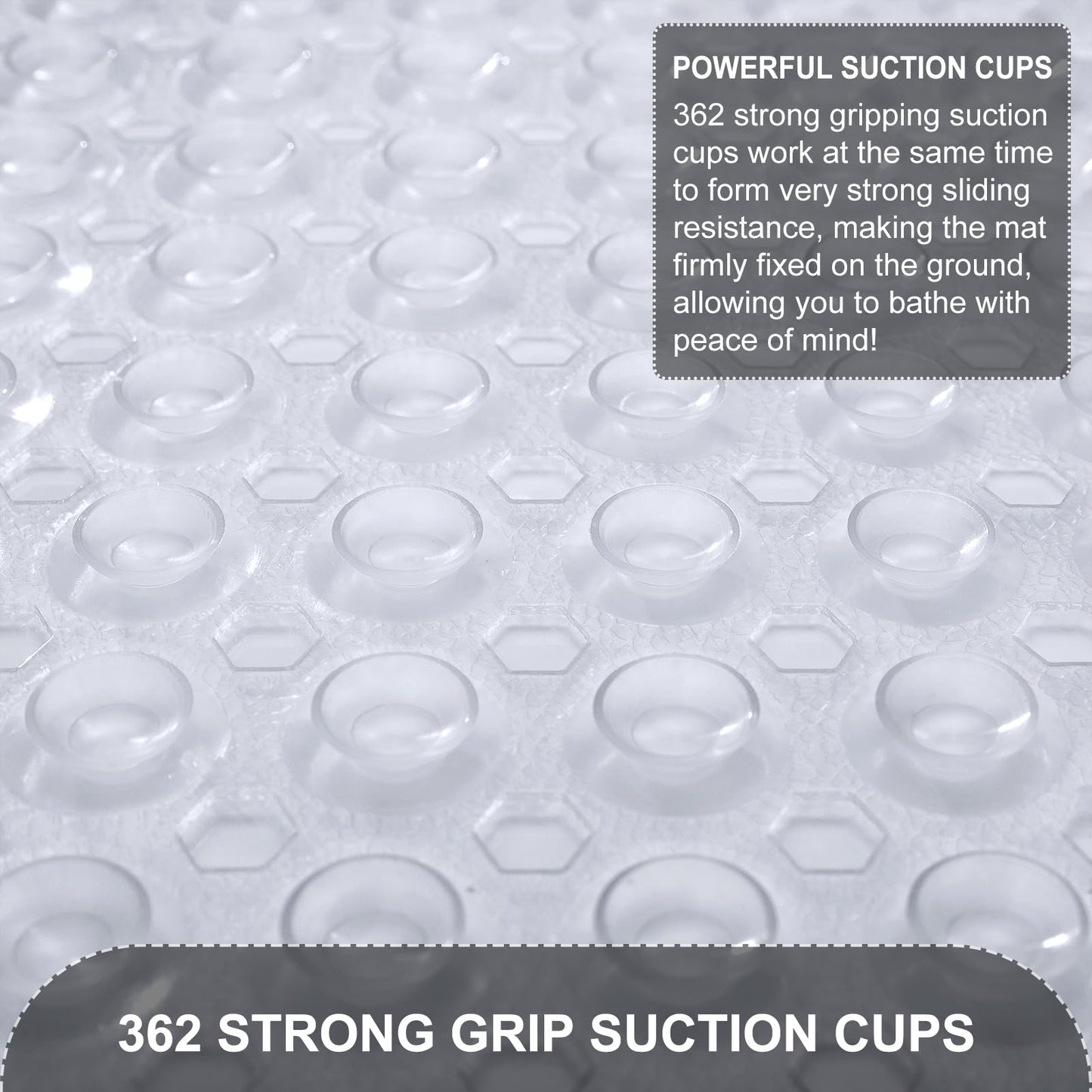TEESHLY Non-Slip Machine Washable 40x16Inch Bathtub Mat - Clear