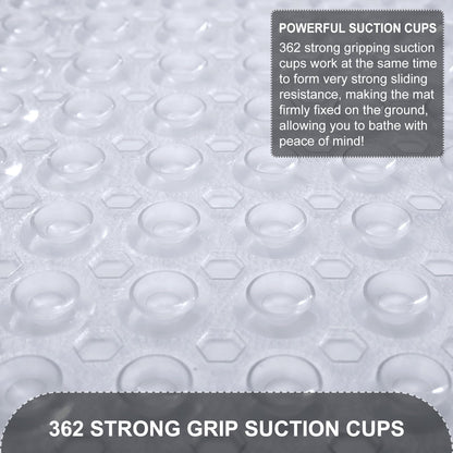 TEESHLY Non-Slip Machine Washable 40x16Inch Bathtub Mat - Clear