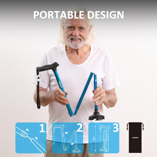 rehand Foldable Adjustable Lightweight Walking Stick