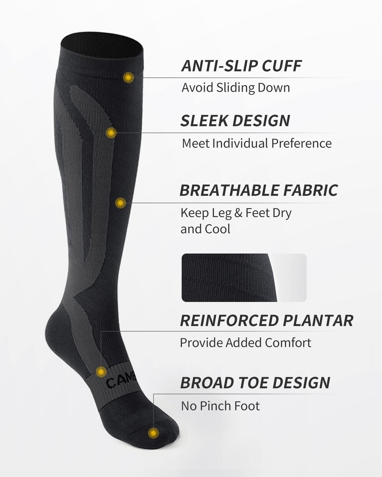 Compression Socks 20-30 mmHg Running & Travel - Unisex - 3 Pairs - CAMBIVO
