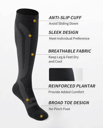 Compression Socks 20-30 mmHg Running & Travel - Unisex - 3 Pairs - CAMBIVO
