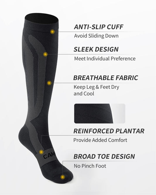 Compression Socks 20-30 mmHg Running & Travel - Unisex - 3 Pairs - CAMBIVO