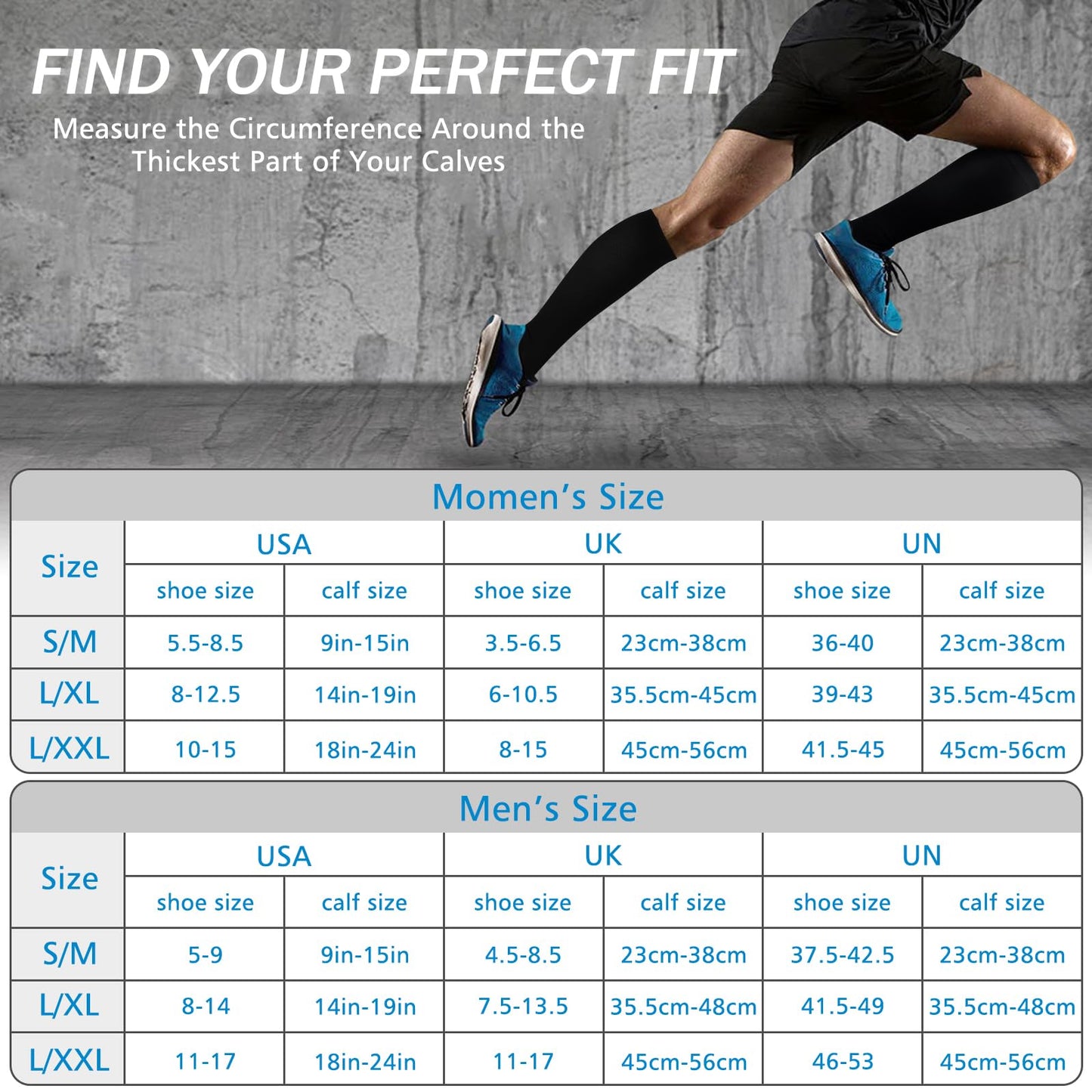 WAESRY Compression Socks 15-20 mmHg Nylon - Unisex - 3 Pairs