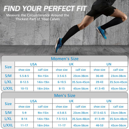 WAESRY Compression Socks 15-20 mmHg Nylon - Unisex - 3 Pairs