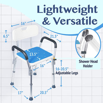 Joliling Adjustable Aluminium Anti-Slip Shower Chair