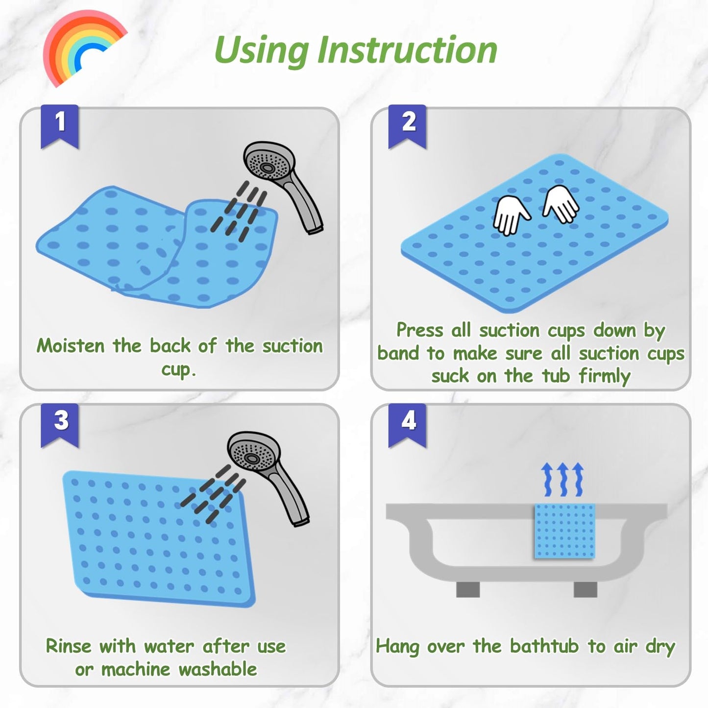 joiyota Silicone Non-Slip 27x15Inches Baby Bath Mat