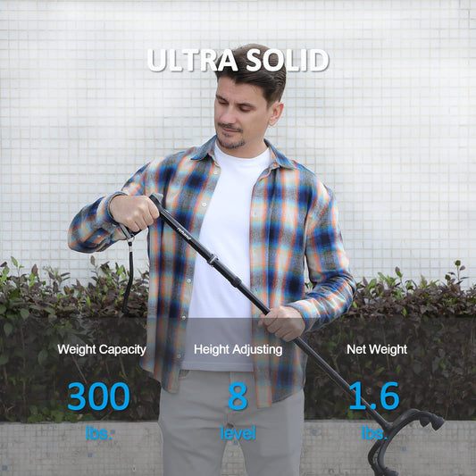 rehand Quad Base Ergonomic Adjustable Walking Cane