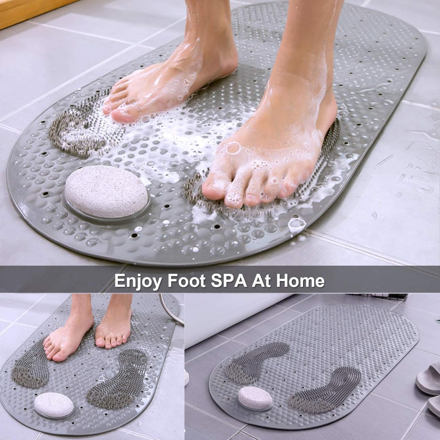 Generic Pumice Stone Foot Scrubber Non-Slip Oval Bath Mat