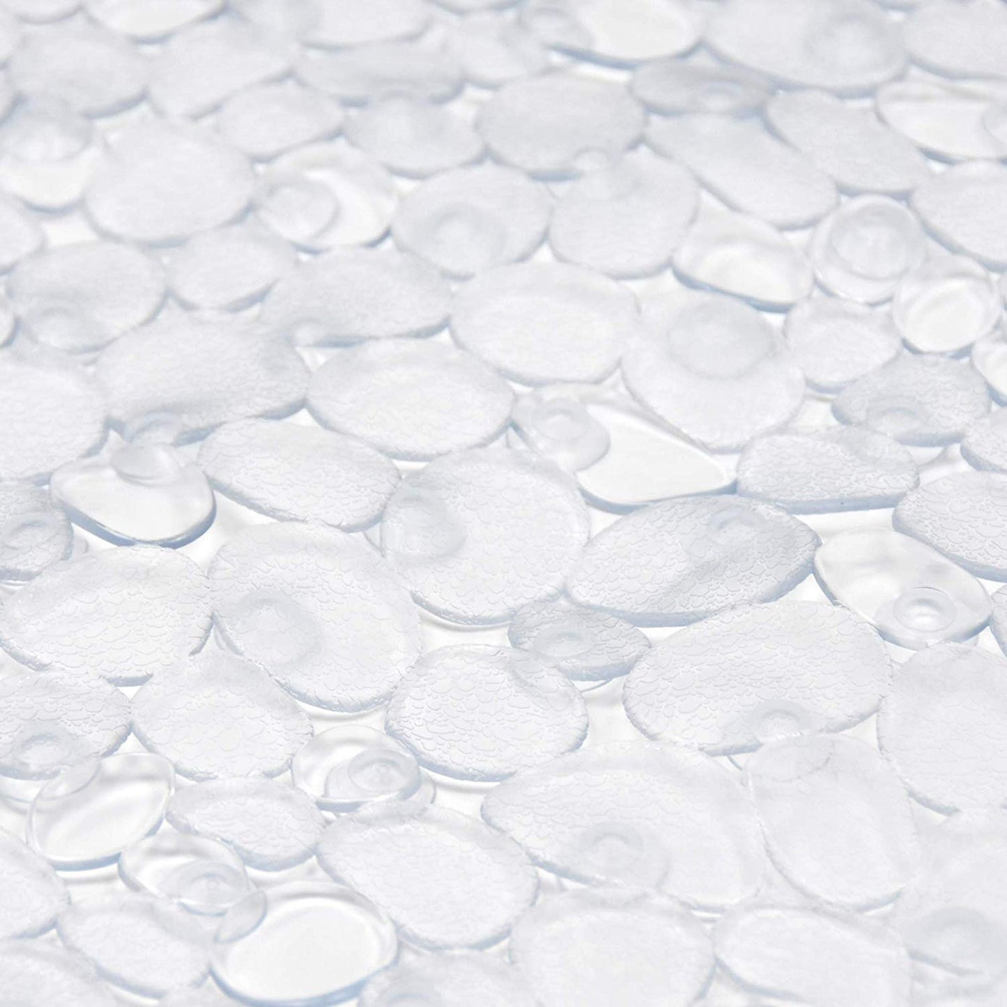 WELTRXE Pebbles Bath Mat Clear Non-Slip Bathtub Mat with Suction Cups, Drain Holes for Bathroom Showers, Tub, Machine Washable, BPA, Latex Free Safe Shower Mats, Oval 27 x 14 Inch