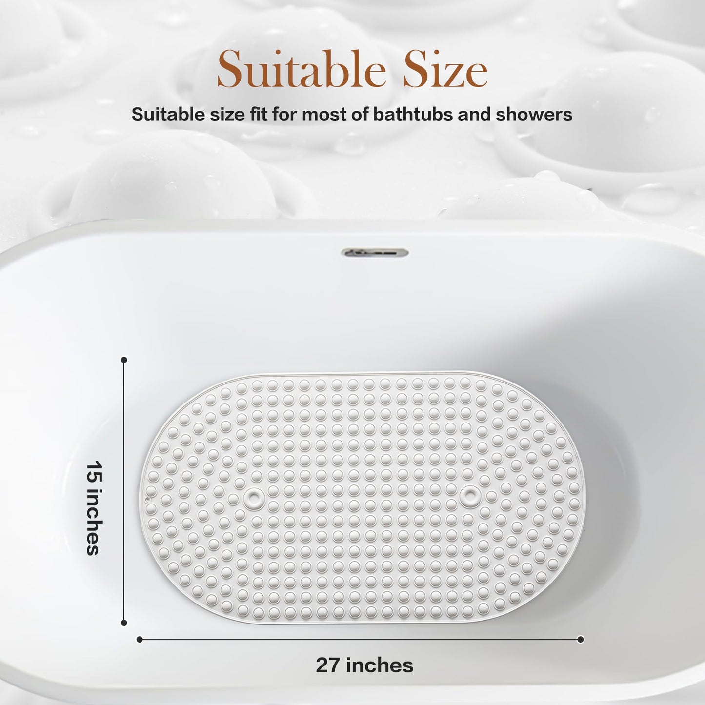 joiyota Silicone Bubble Massage Non-Slip 27x15Inches Bath Mat - White