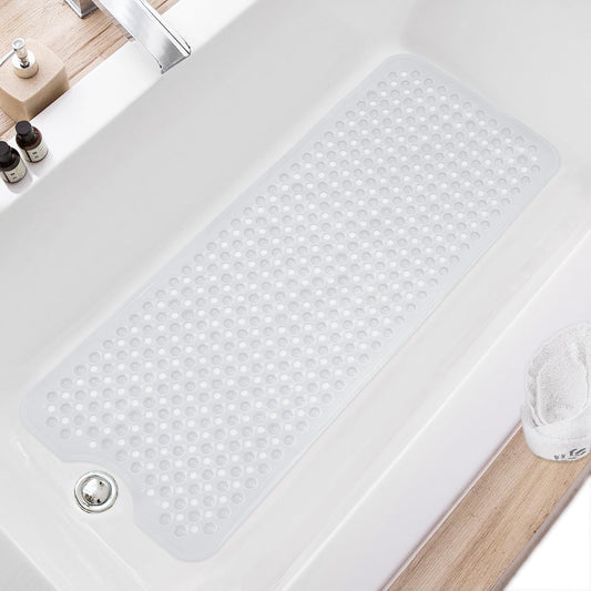 TEESHLY Non-Slip Machine Washable 40x16Inch Bathtub Mat - Clear