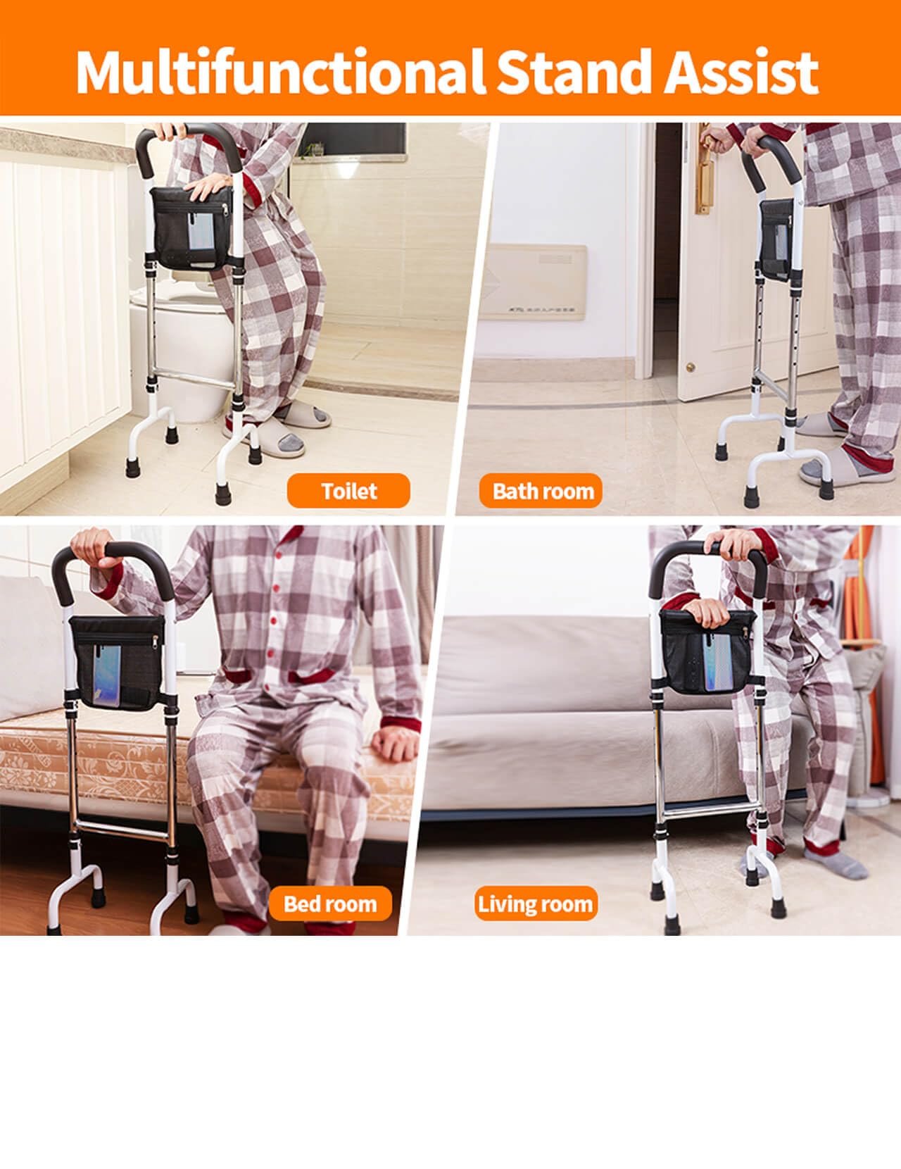 FesFun Adjustable Standing Handle Non-Slip Stand Assist Rail