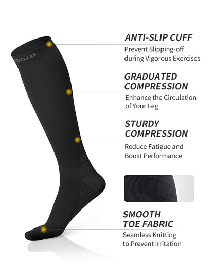 CAMBIVO Compression Socks 20-30 mmHg - Unisex - 2 Pairs