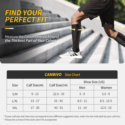 CAMBIVO Compression Socks 20-30 mmHg Graduated - Unisex - 3 Pairs