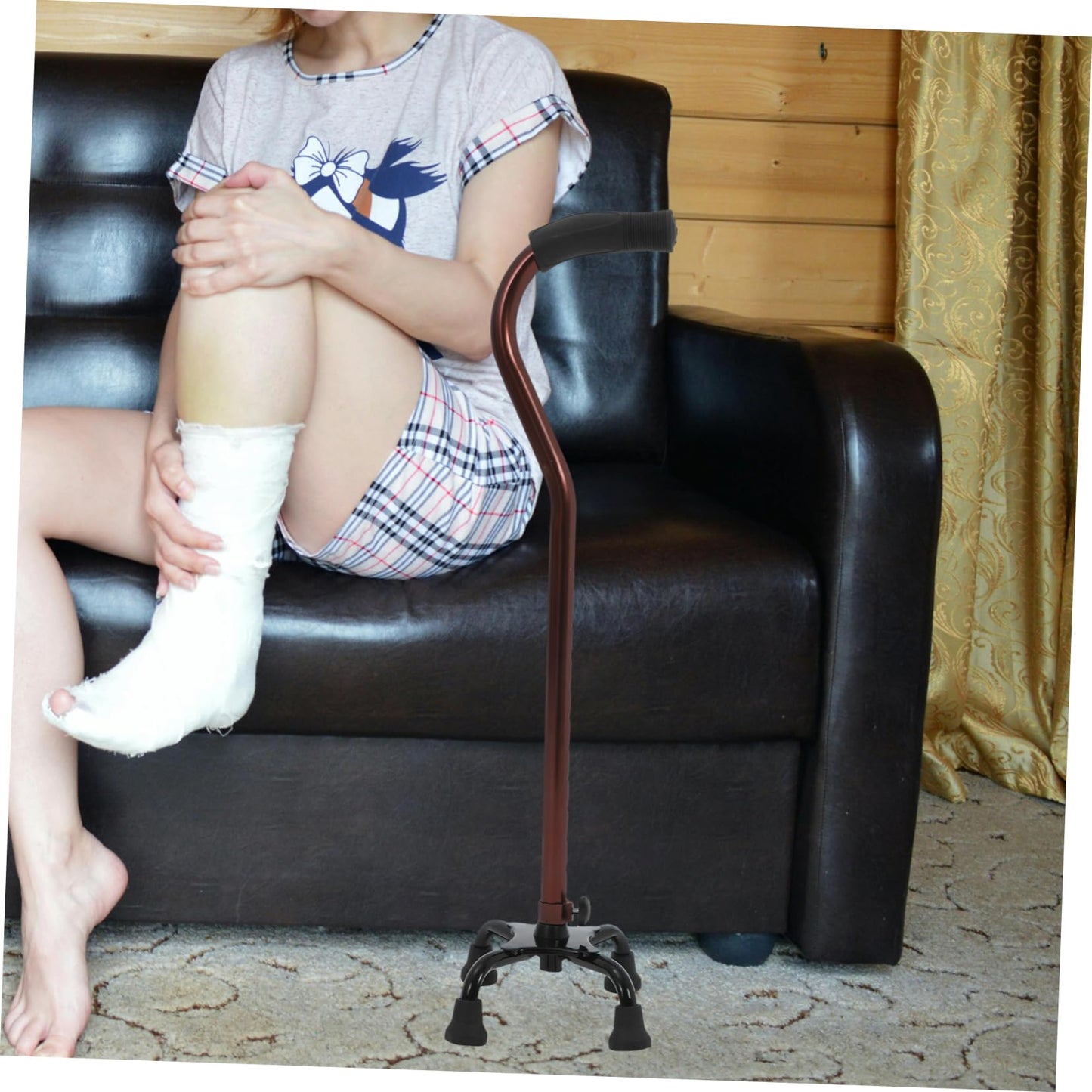 Anneome Four-Leg Aluminium Adjustable Walking Cane - Bronze