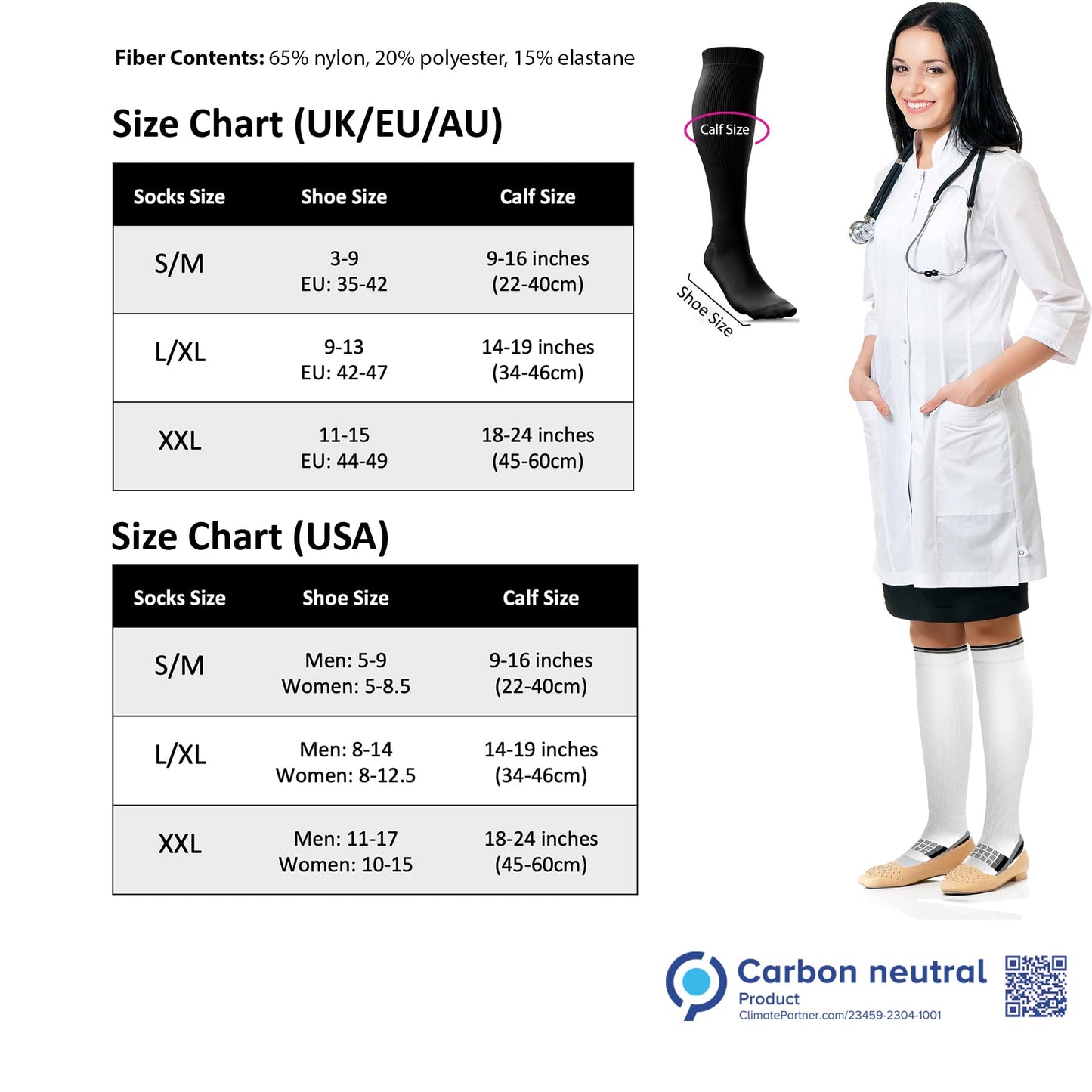 aZengear Compression Socks 20-30 mmHg Seamless Knee-High - Unisex