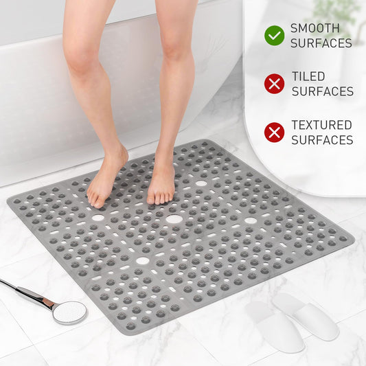 XIYUNTE Non-Slip Anti-Mould Machine Washable 70x70cm Shower Mat - Grey