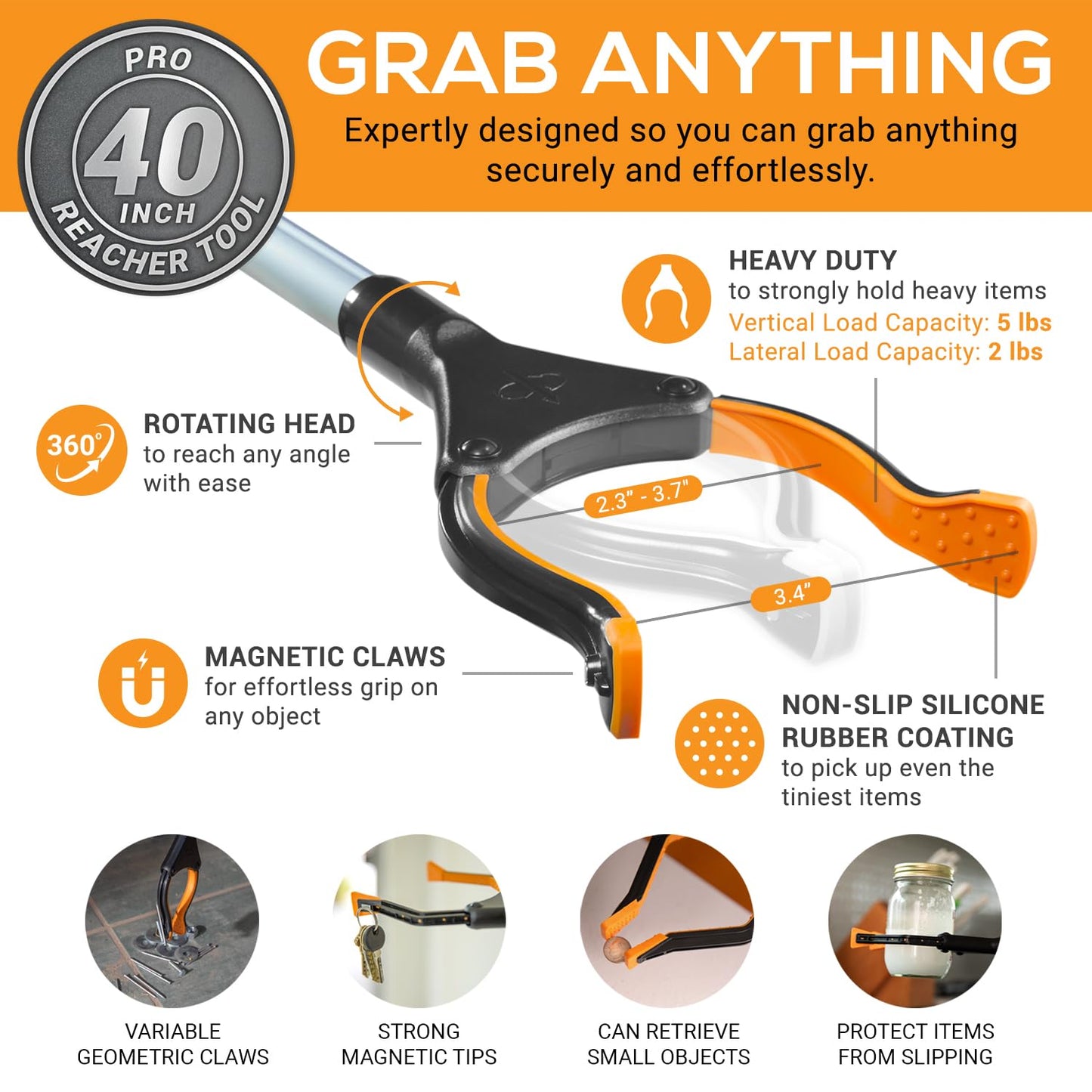 EZPIK 100cm Rotating Lightweight Reacher Grabber Tool