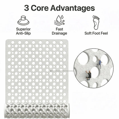 Nonslip Bath Tub Shower Mat with Suction Cups, Extra Long Bathtub Mat for Kids, Soft TPE Bath Mat, Bathtub Bathroom Mats, Machine Washable (White, 40 x 88cm)