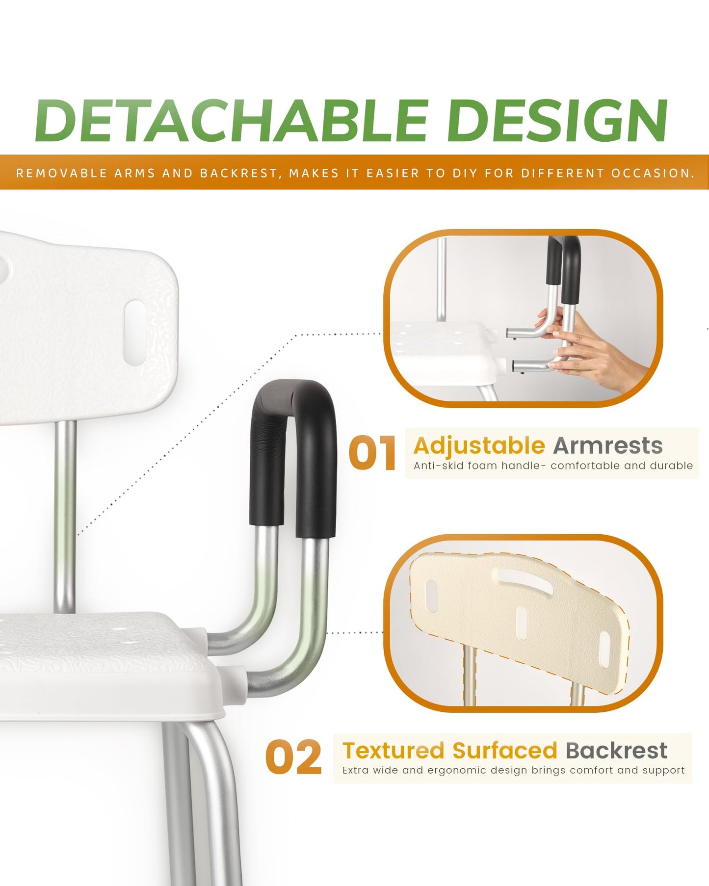 Stabase Heavy Duty With Arms 180kg Capacity Shower Chair