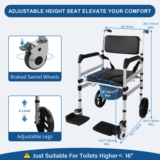 Eosprim Rolling Folding Lightweight Shower Wheelchair