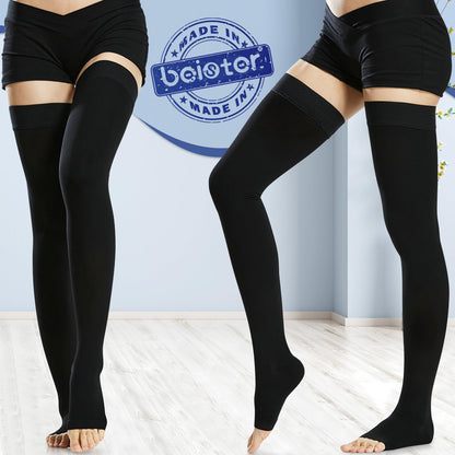 beister Open Toe Thigh High Compression Socks 20-30 mmHg - Unisex - 1 Pair