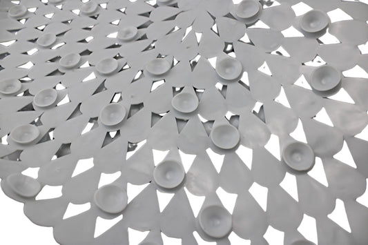 Dependable Industries Anti-Slip PVC Suction Cup Oval Shower Mat - White
