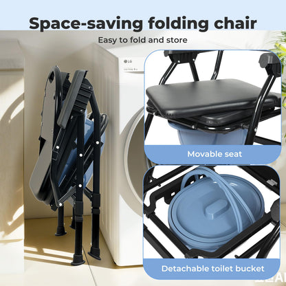 Levede Folding Adjustable with Toilet Bowl Commode Chair