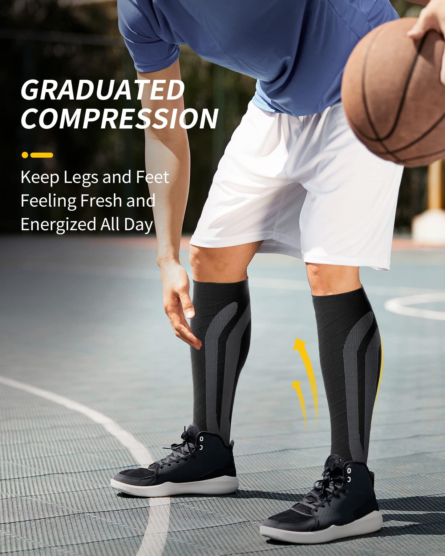 Compression Socks 20-30 mmHg Running & Travel - Unisex - 3 Pairs - CAMBIVO