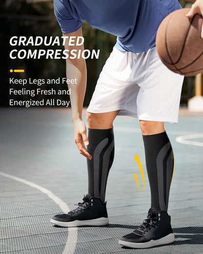 Compression Socks 20-30 mmHg Running & Travel - Unisex - 3 Pairs - CAMBIVO