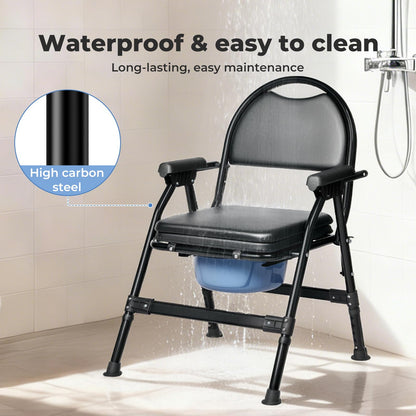 Levede Folding Adjustable with Toilet Bowl Commode Chair