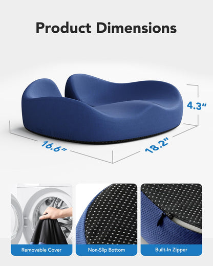 HUANUO Ergonomic Seat Cushion for Office Chair, Extra Large Coccyx Cushion, Tailbone and Back Support, Cooling Gel Enhanced, 4-Zone Pressure Relief Chair Cushions for Office, Car, Wheelchair