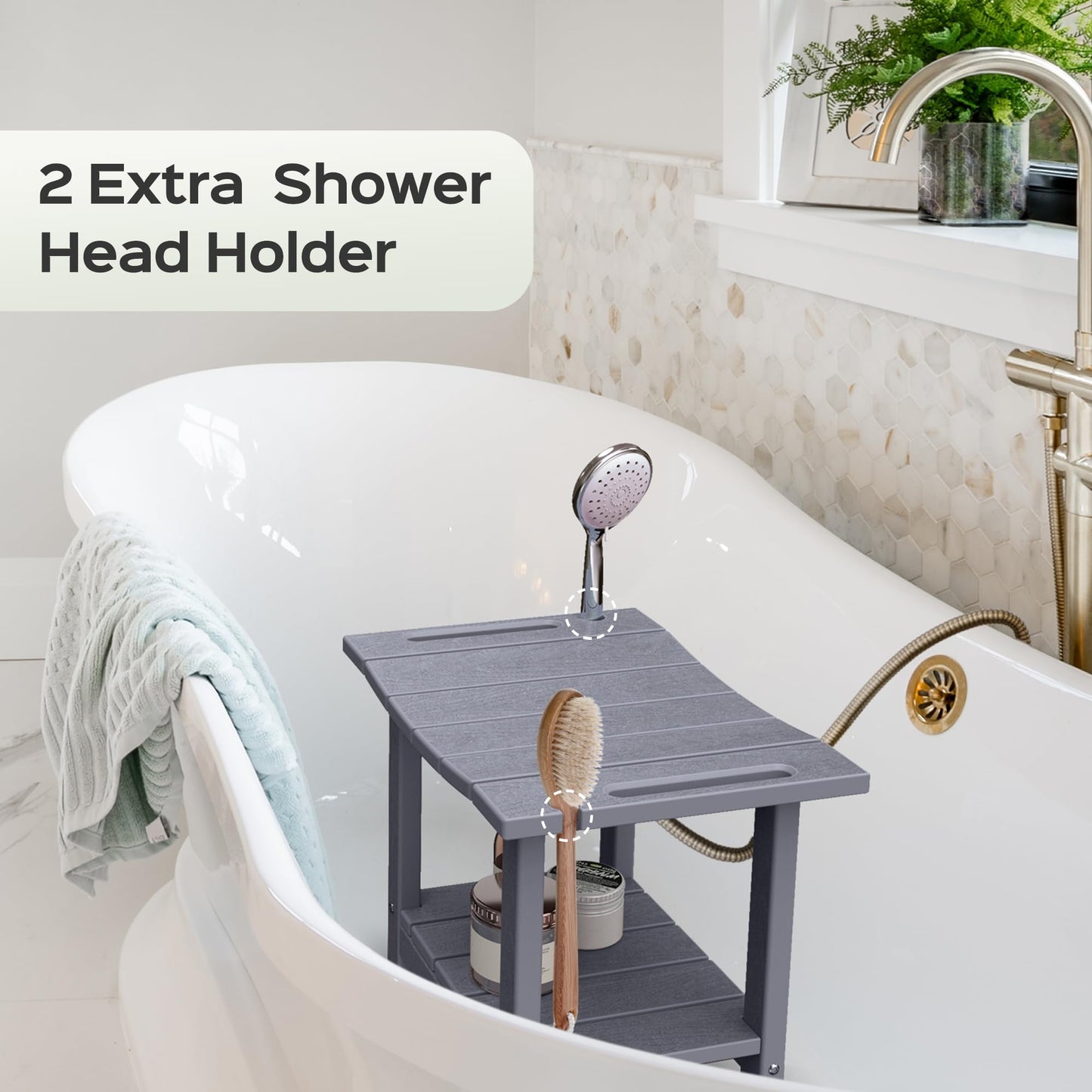 LyriFine HDPE Waterproof Adjustable Shower Stool for Elderly & Disabled
