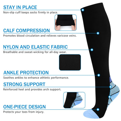 EYMOE Compression Socks 15-20 mmHg Support Stockings - Unisex - 2 Pairs