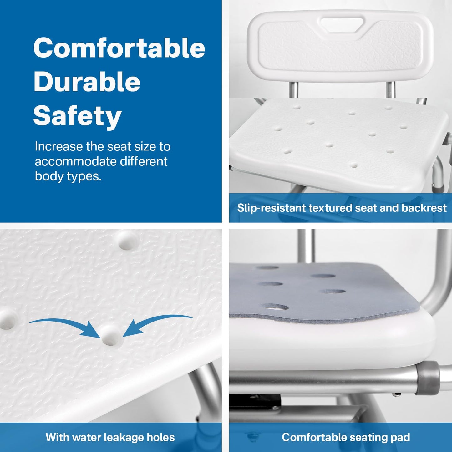 Eosprim 360 Swivel Adjustable Shower Chair for Elderly & Disabled