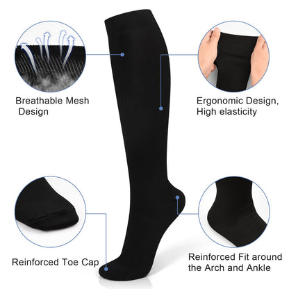 WAESRY Compression Socks 15-20 mmHg Nylon - Unisex - 3 Pairs