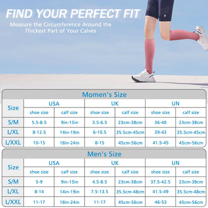 Tobpob Compression Socks 15-20 mmHg Graduated - Unisex - 2 Pairs