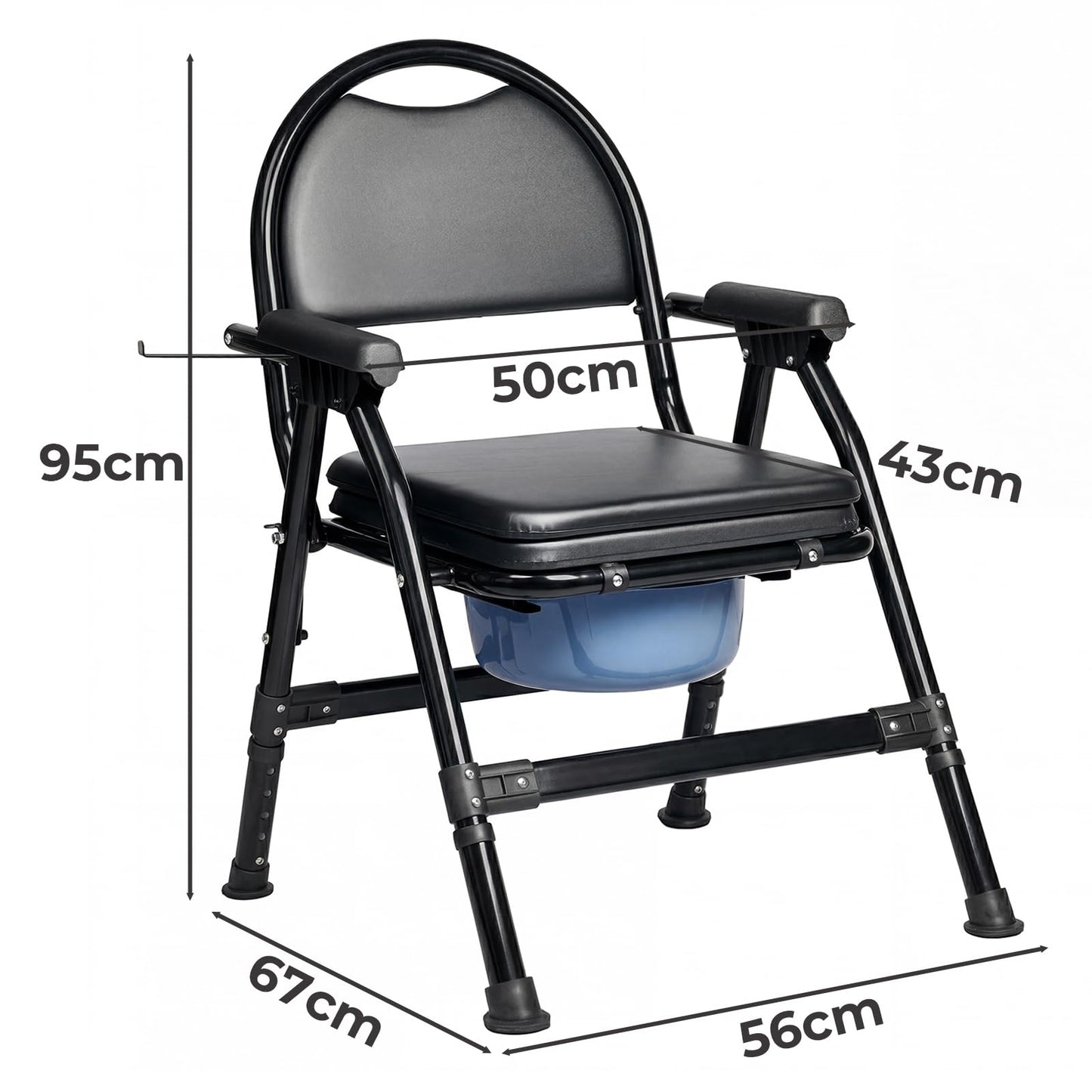 Levede Folding Adjustable with Toilet Bowl Commode Chair