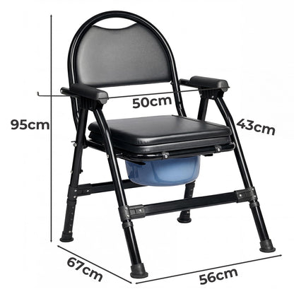 Levede Folding Adjustable with Toilet Bowl Commode Chair