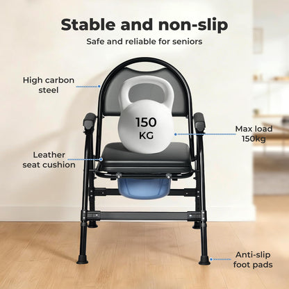 Levede Folding Adjustable with Toilet Bowl Commode Chair