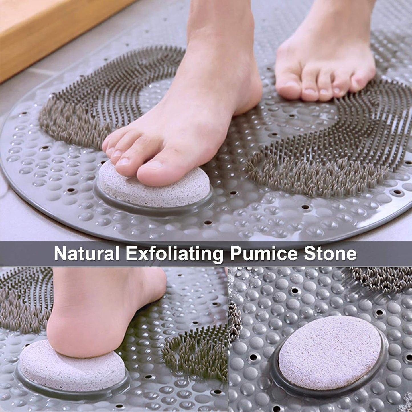 Generic Pumice Stone Foot Scrubber Non-Slip Oval Bath Mat