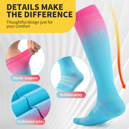 CAMBIVO Compression Socks Women 15-20 mmHg Graduated - 3 Pairs