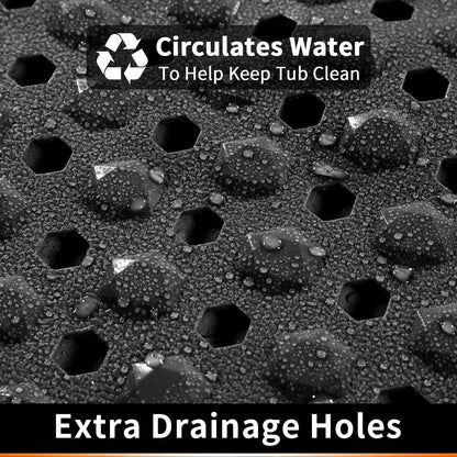 Bath Mat - Large Non Slip Bathtub & Shower Mat with Drain Hole and Suction Cups, Soft on Feet, Machine Washable, Easy Dry (Black, 88 * 40CM)