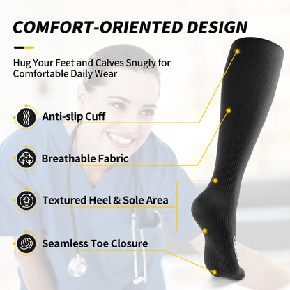 CAMBIVO Compression Socks 20-30 mmHg Graduated - Unisex - 3 Pairs