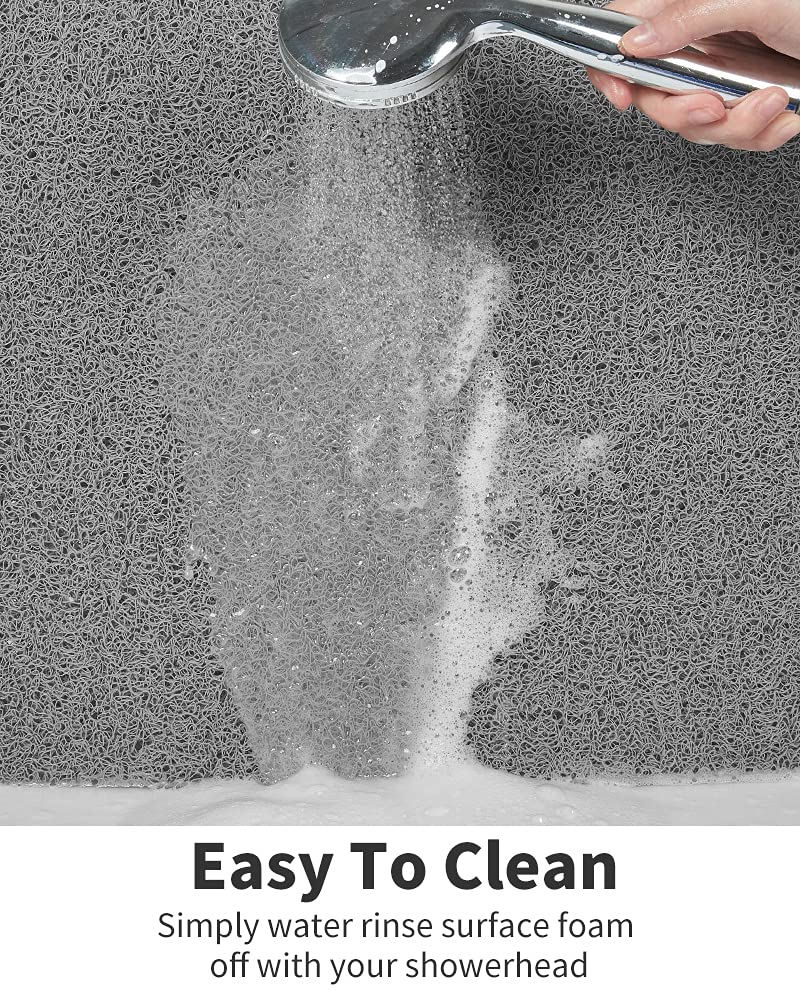 tchdio Non-Slip Quick-Dry No Suction Cup 24x24Inch Shower Mat - Grey