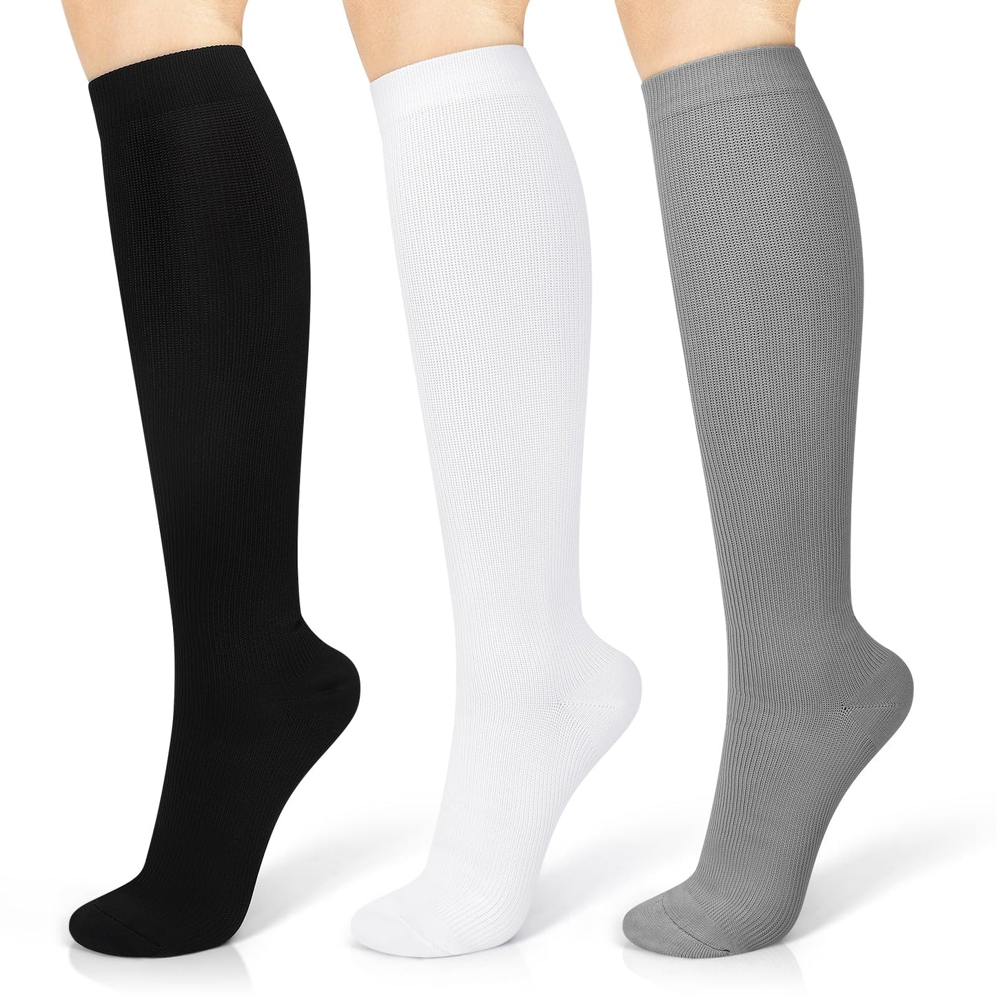 WAESRY Compression Socks 15-20 mmHg Nylon - Unisex - 3 Pairs