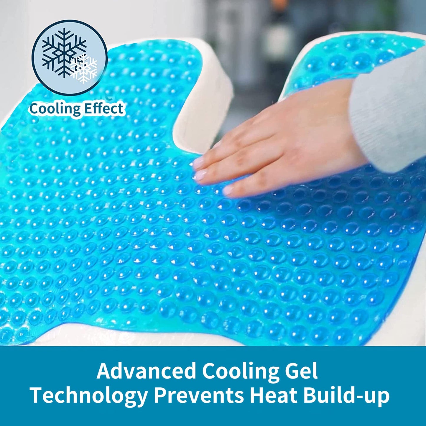 Cooling Gel Seat Cushion for Long Sitting - Memory Foam Chair Pillow for Sciatica Pain Relief - Orthopedic Gel & Memory Foam Coccyx Pad for Tailbone Pain - Office Chair Cushion for Back Pain