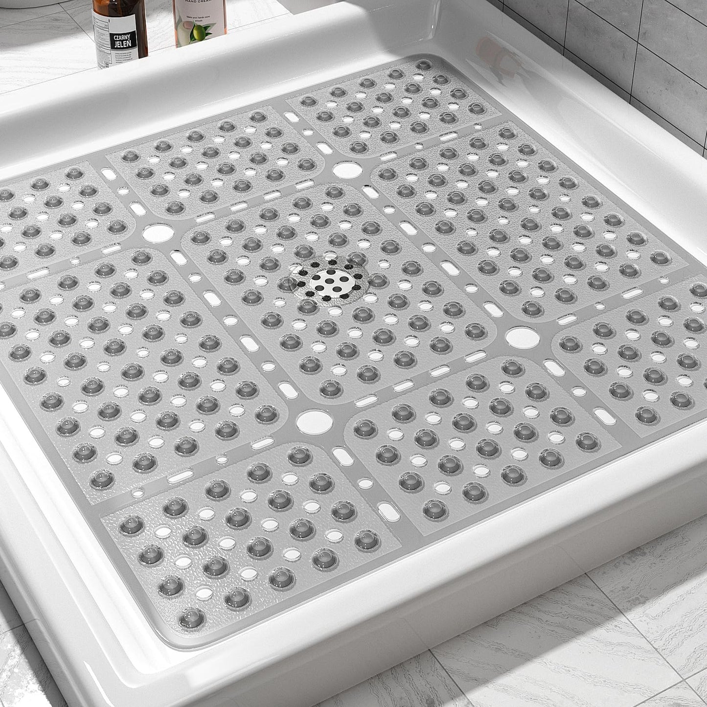XIYUNTE Non-Slip Anti-Mould Machine Washable 70x70cm Shower Mat - Grey